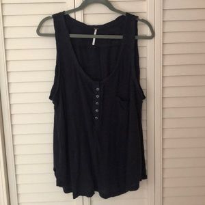 Navy blue linen tank